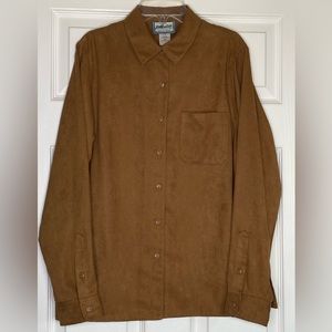 Women's Pendleton Button-up Shirt Brown Faux Suede Long Sleeve Size Medium